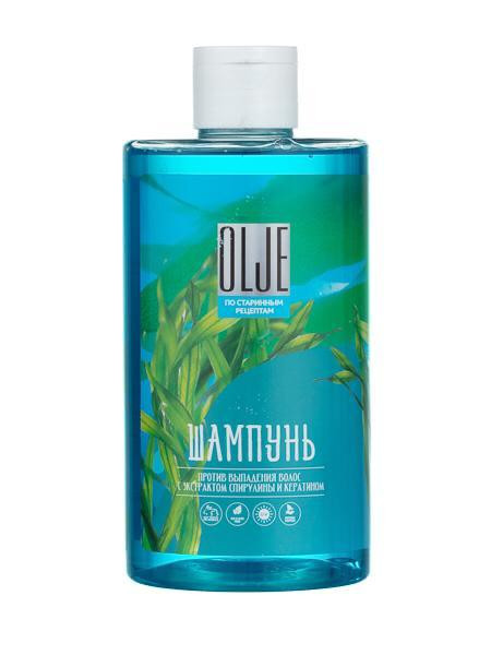 OLJE Натуральный шампунь против выпадения волос с экстрактом концентрата спирулины и кератина 450 мл в Петрозаводске