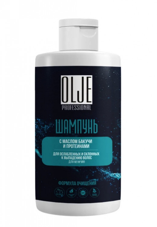 OLJE. Шампунь мужской с маслом бакучи и протеинами, 450 мл в Петрозаводске
