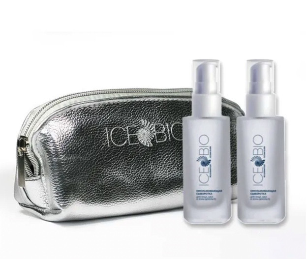 ICE BIO. Набор Сыворотка  2 шт омолаживающая для лица, шеи и зоны декольте 30мл, в косметичке в Петрозаводске